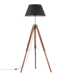 Lampadaire à trépied Marron miel et noir Bois de teck 141 cm