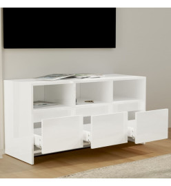 Meuble TV Blanc brillant 102x37,5x52,5 cm Aggloméré