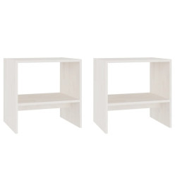 Tables de chevet 2 pcs Blanc 40x30,5x40 cm Bois de pin massif