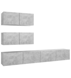 Ensemble de meuble TV 4 pcs Gris béton Aggloméré