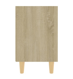 Table de chevet pieds en bois Blanc et Chêne sonoma 40x30x50 cm