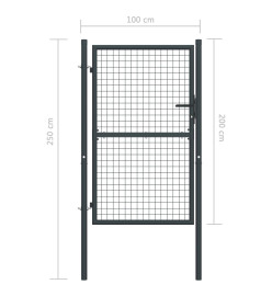 Portail en maille de jardin Acier galvanisé 100 x 250 cm Gris