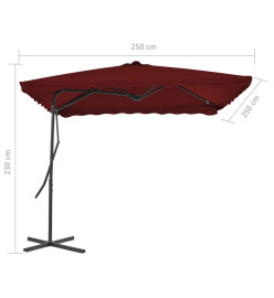 Parasol d'extérieur avec mât en acier Bordeaux 250x250x230 cm