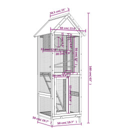 Maison à oiseaux moka 60x58,5x160 cm bois massif de pin