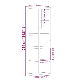 Porte de grange Blanc 80x1,8x214 cm Bois massif de pin