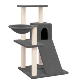 Arbre à chat avec griffoirs en sisal Gris foncé 82 cm