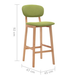 Tabourets de bar lot de 2 vert tissu