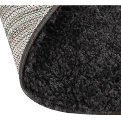 Tapis shaggy à poils longs Crème et anthracite φ120 cm