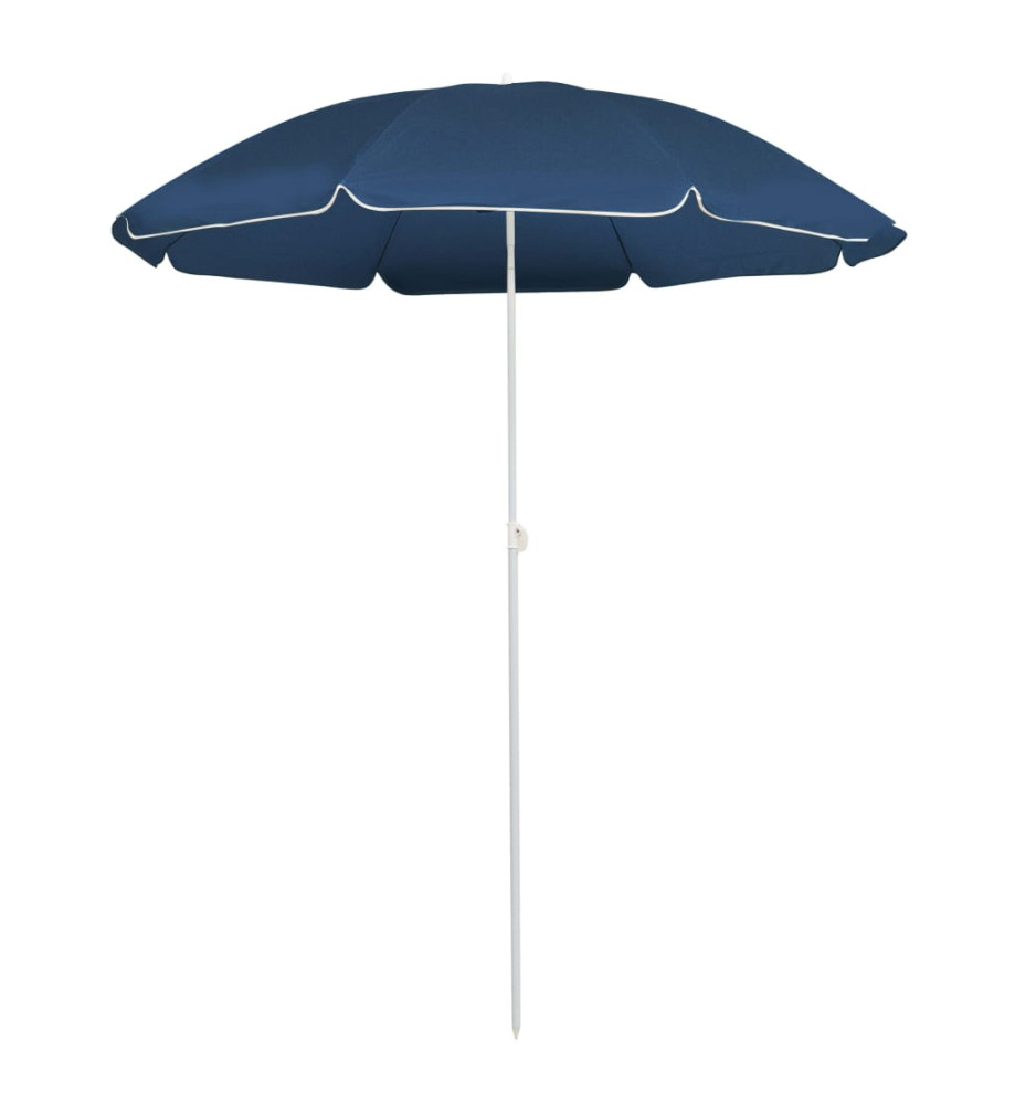 Parasol d'extérieur avec mât en acier Bleu 180 cm