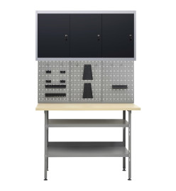 Établi avec 3 panneaux muraux et 1 armoire