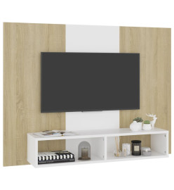 Meuble TV mural Blanc et chêne Sonoma 120x23,5x90 cm Aggloméré