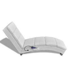 Chaise longue de massage Blanc Similicuir