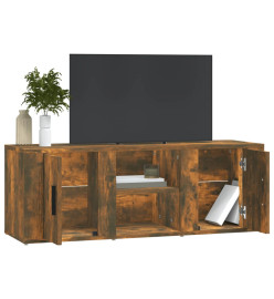 Meuble TV Chêne fumé 100x31,5x35 cm Bois d'ingénierie