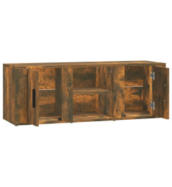 Meuble TV Chêne fumé 100x31,5x35 cm Bois d'ingénierie