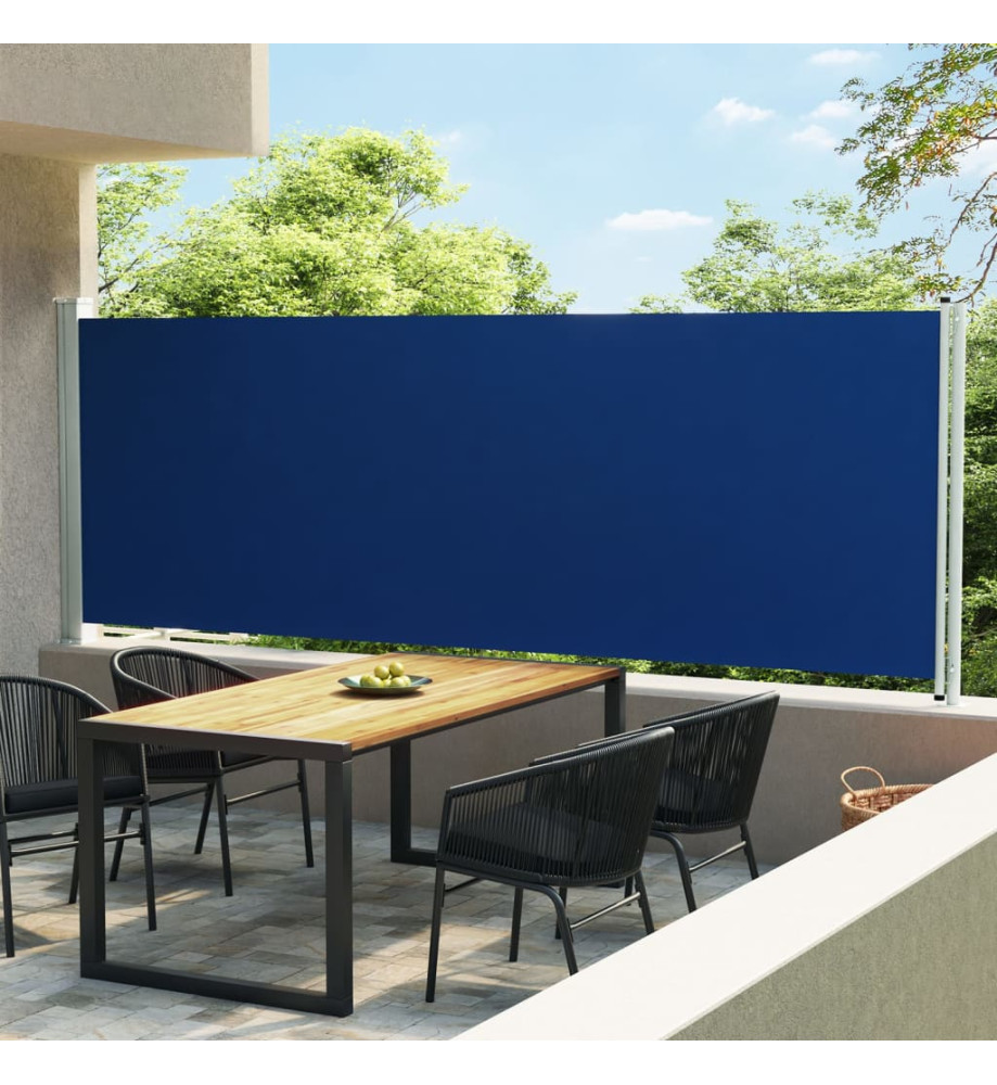 Auvent latéral rétractable de patio 160x600 cm Bleu