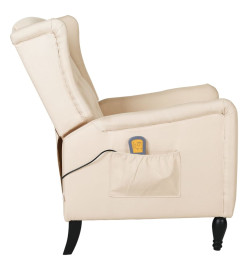 Fauteuil de massage inclinable Crème Tissu