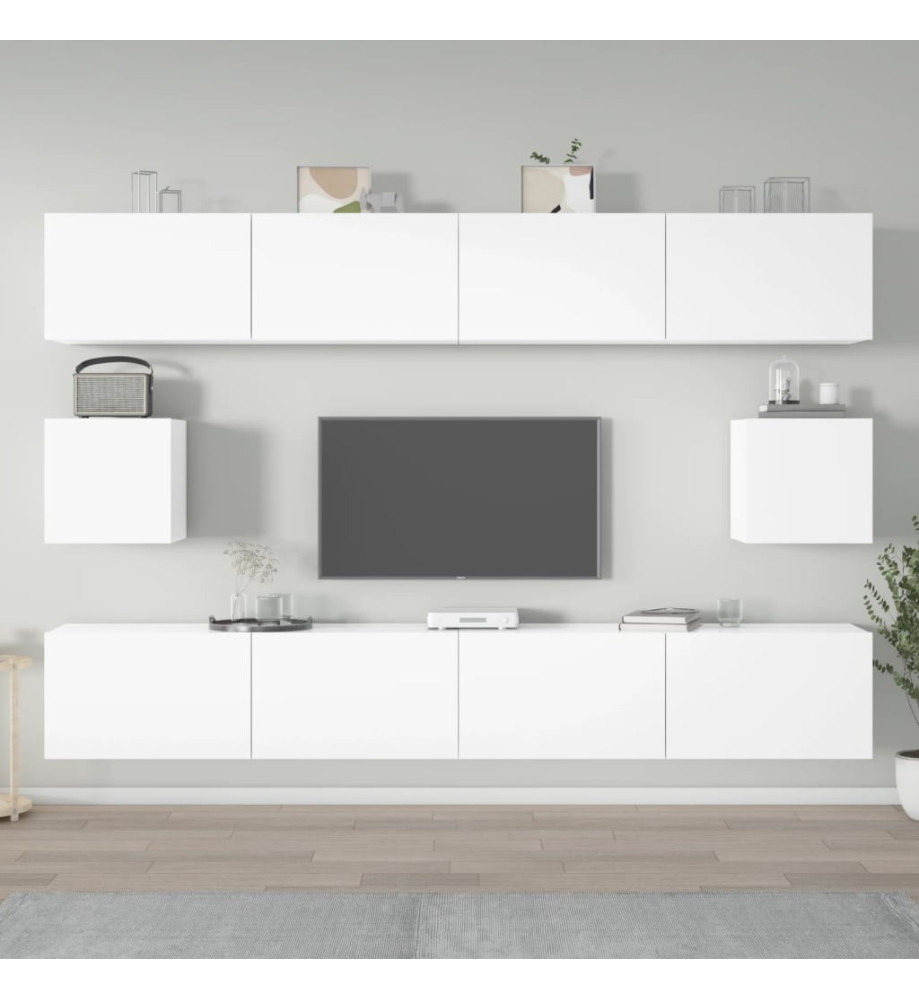 Ensemble de meubles TV 6 pcs Blanc brillant Bois d'ingénierie