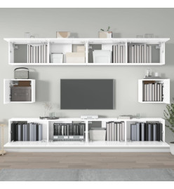 Ensemble de meubles TV 6 pcs Blanc brillant Bois d'ingénierie