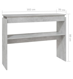 Table console Gris béton 102x30x80 cm Aggloméré