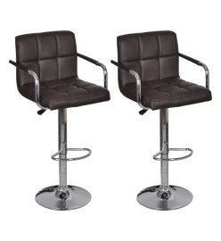 Tabourets de bar 2 pcs marron similicuir