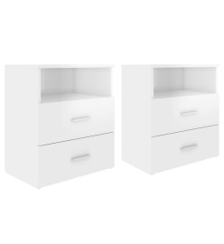 Tables de chevet 2 pcs Blanc brillant 50x32x60 cm