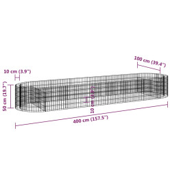 Lit surélevé à gabion Fer galvanisé 400x100x50 cm