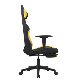 Chaise de jeu de massage avec repose-pied Noir et jaune Tissu