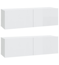 Ensemble de meubles TV 4 pcs Blanc brillant Bois d'ingénierie