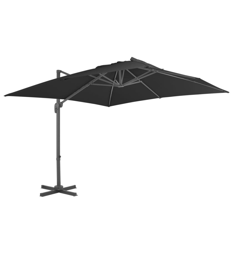 Parasol déporté avec mât en aluminium 3x3 m Noir