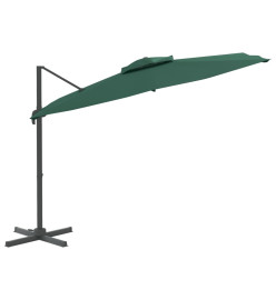 Parasol cantilever à double toit Vert 400x300 cm