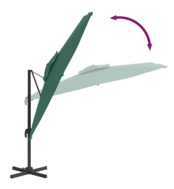 Parasol cantilever à double toit Vert 400x300 cm