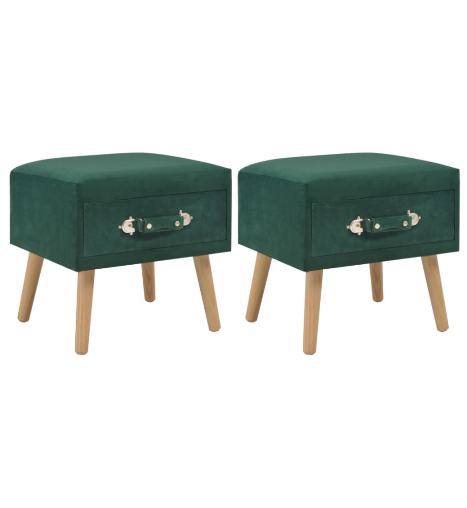 Tables de chevet 2 pcs Vert 40x35x40 cm Velours