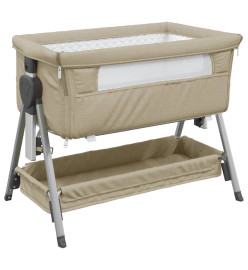 Lit pour bébé avec matelas Taupe Tissu de lin