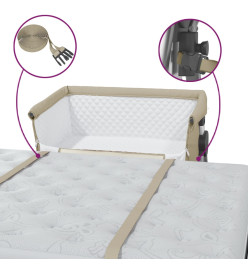 Lit pour bébé avec matelas Taupe Tissu de lin