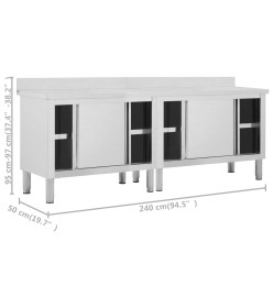 Tables avec portes coulissantes 2 pcs 240x50x(95-97) cm Inox