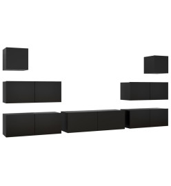 Ensemble de meuble TV 7 pcs Noir Aggloméré