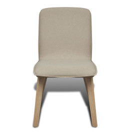 Chaises à manger lot de 2 beige tissu et chêne massif