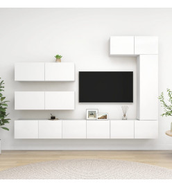 Ensemble de meuble TV 7 pcs Blanc Aggloméré