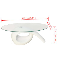 Table basse avec dessus de table en verre ovale Blanc brillant