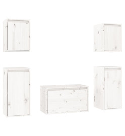 Meubles TV 5 pcs Blanc Bois massif de pin