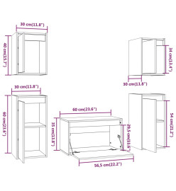 Meubles TV 5 pcs Blanc Bois massif de pin