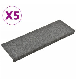 Tapis de marches d'escalier 5 pcs Gris 65x21x4 cm Aiguilleté