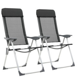 Chaise pliante de camping 2 pcs Noir Aluminium