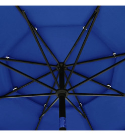 Parasol à 3 niveaux avec mât en aluminium Bleu azuré 3,5 m