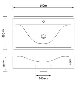 Lavabo avec trop-plein 60x46x16 cm Céramique Doré