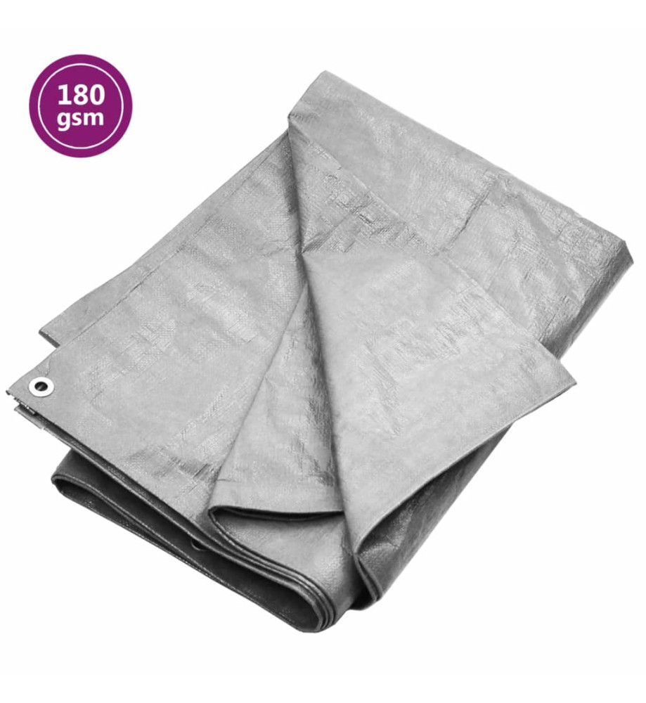 Bâche 180 g/m² 4x6 m Gris PEHD