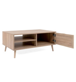 Finori Table basse Bali 55A Chêne sonoma et impression de canne