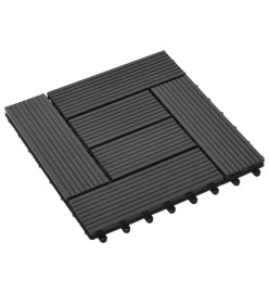 Carreau de terrasse 11 pcs WPC 30 x 30 cm 1 m² Noir