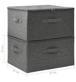 Boîtes de rangement 2 pcs Tissu 43x34x23 cm Anthracite