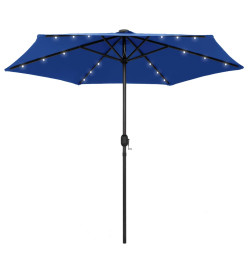 Parasol avec LED et mât en aluminium 270 cm Bleu azuré